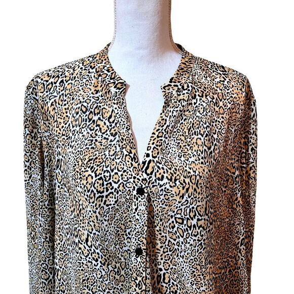 Chico's Animal Print Sheer Top Women Size 16/18 Chic Classic Preppy Feminine - Picture 6 of 12